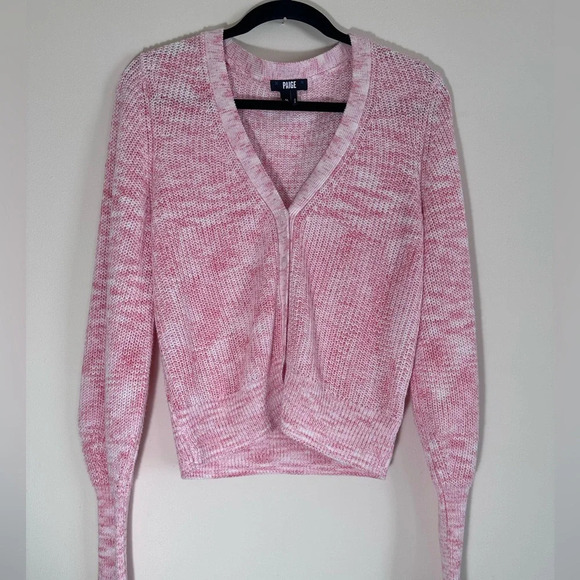 Paige Bastille cardigan in Bubblegum bishop sleeve knit button down size M - Picture 5 of 16